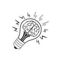 A light bulb with a brain inside it vector