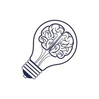 Light bulb with brain inside, illustration vector