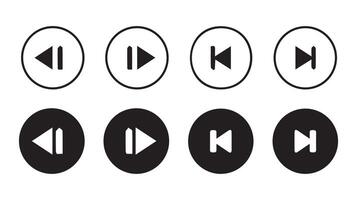 Play and pause icon set. Media player icon set. Music player icon set. Media player icon vector