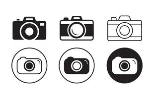 camera icon . isolated transparent . photo camera sign . black outline and filled version.Illustration EPS 10 vector