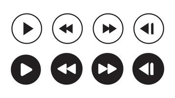 Media Player Buttons set. Media Player icons in circle isolated vector