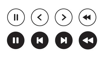 Set of media player button icons.player button set icon symbol,play and pause button. vector