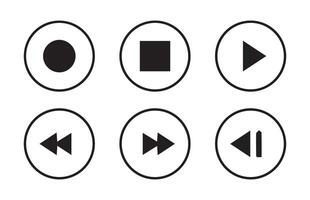 Media player icon set. with play, pause, next, previous like and settings symbol vector
