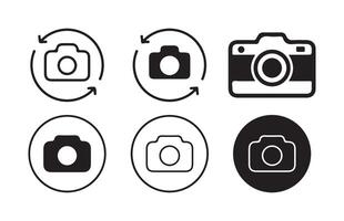 camera icon Thin outline art symbol.Photo and camera icon set. Icons of photography, image, photo gallery and photo camera. vector