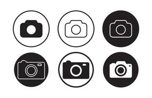 Camera icon set. Outline and glyph photo camera collection. vector