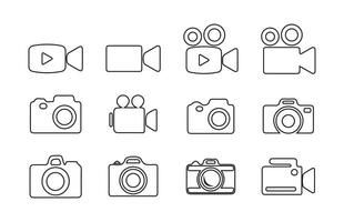 Camera line icon set. Outline and glyph photo camera collection.illustration eps 10 vector