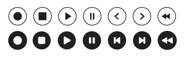 Music player icon set with play, pause, next, previous like and settings symbol vector