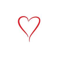 Hand drawn cursive red heart, valentines day heart design vector