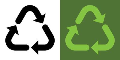 Recycling icon. 3 green arrows. An arrow that spins endlessly. Reuse of materials, zero waste. Recycled. Reuse, green environment and saving the planet vector