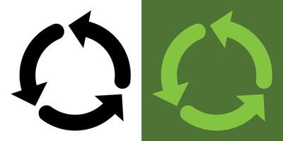 Recycling icon. 3 green arrows. An arrow that spins endlessly. Reuse of materials, zero waste. Recycled. vector