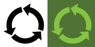 Recycling icon. 3 green arrows. An arrow that spins endlessly. Reuse of materials, zero waste. Recycled. Care for nature and the environment vector