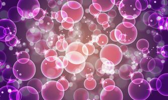 Bubbles in water on pink background . Circle and liquid, light design, clear soapy shiny. vector