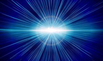 Blue rays zoom in motion effect, light color trails. bright shiny. vector