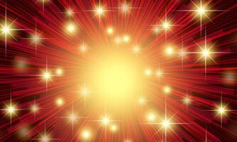 Abstract golden light rays with shine dot effect and glitter light luxury decoration on red background. vector