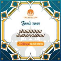 Post design frame for promotion of fried chicken restaurant reservations vector