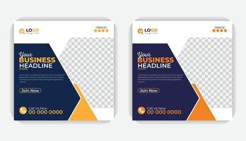 Corporate style simple layout business social media post or square banner template, with 2 color variation vector