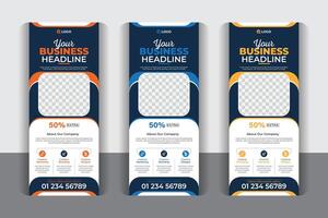 Modern display banner design, creative colorful Business roll up banner template set, pull up, display banner, x-banner , flag-banner design, with 3 color variation vector