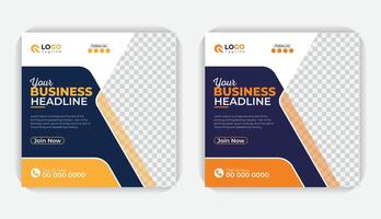 Unique and professional colorful square banner or social media post design template for online marketing, with 2 color variation vector