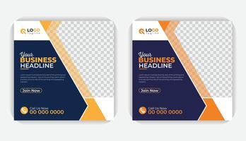 Online marketing corporate social media square banner and web banner template, with 2 color variation. Unique luxury modern and professional square banner template vector