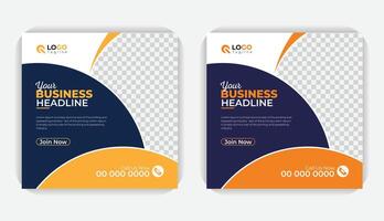 Corporate style simple layout Social media square banner template, Business promotional social media post banner design, with 2 color variation vector