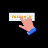 Human's hand is pressing the button with a feedback text. Feedback concept animation. Loop without background. video