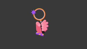 Hand holding magnifying glass and observing. Loop animation without background. video