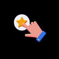 Human's hand is pressing a round button with a star. Add to favorites or feedback concept animation. Loop without background. video