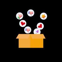 Social media reactions are flying from the box. Social media activity, feedback concept animation loop without background. video