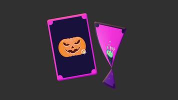 Halloween magic cards is turning. Loop animation without background. video