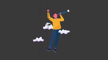 Man is holding a tube and searching. Animated loop without background. video