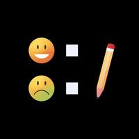 Pencil puts a mark next to the negative smiley. Negative feedback concept animation. Loop without background. video