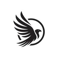 A black and white bird flying in a circle logo vector