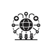 The icon of the internet is shown in black and white vector