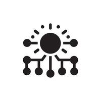A black and white image of a sun with a circle around it vector