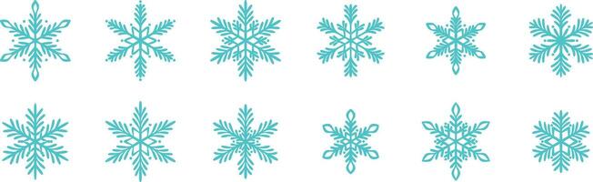 Elegant minimalist snowflake set, snow icon design collection isolated vector