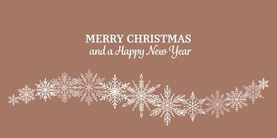 Minimalist mocha brown Christmas greeting card template, snowflake border background design vector