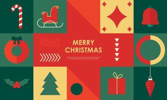 Geometric Christmas Seamless Pattern with Christmas Flat Icons Elements for Wrapping Paper, Background, or Wallpaper vector