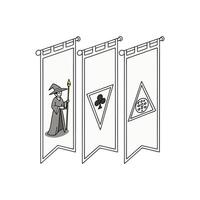 Three banners with symbols on them vector