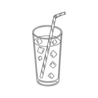 A drawing of a glass of iced tea with a straw vector