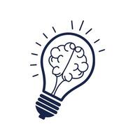 A light bulb with a brain inside it vector