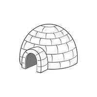 An igloo is shown in a black and white drawing vector