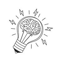 Light bulb with brain inside, illustration vector