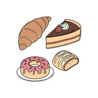 A drawing of various types of pastries vector