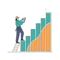 A man is standing on a ladder and looking at a chart vector