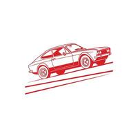A red car is shown in the middle of a white background vector