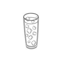A line drawing of a glass of ice cubes vector