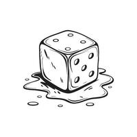 A black and white drawing of a dice with a hole in it vector