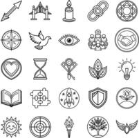 Universal Symbols Peace, Progress, Unity, and Achievement Icons vector