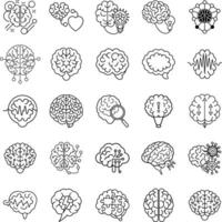 Human Brain Icons Intelligence, Creativity, and Neural Networks vector