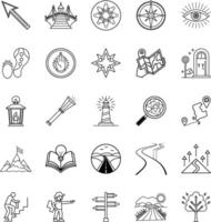 Guidance, Journey, Exploration Icons of Path, Direction, and Vision vector